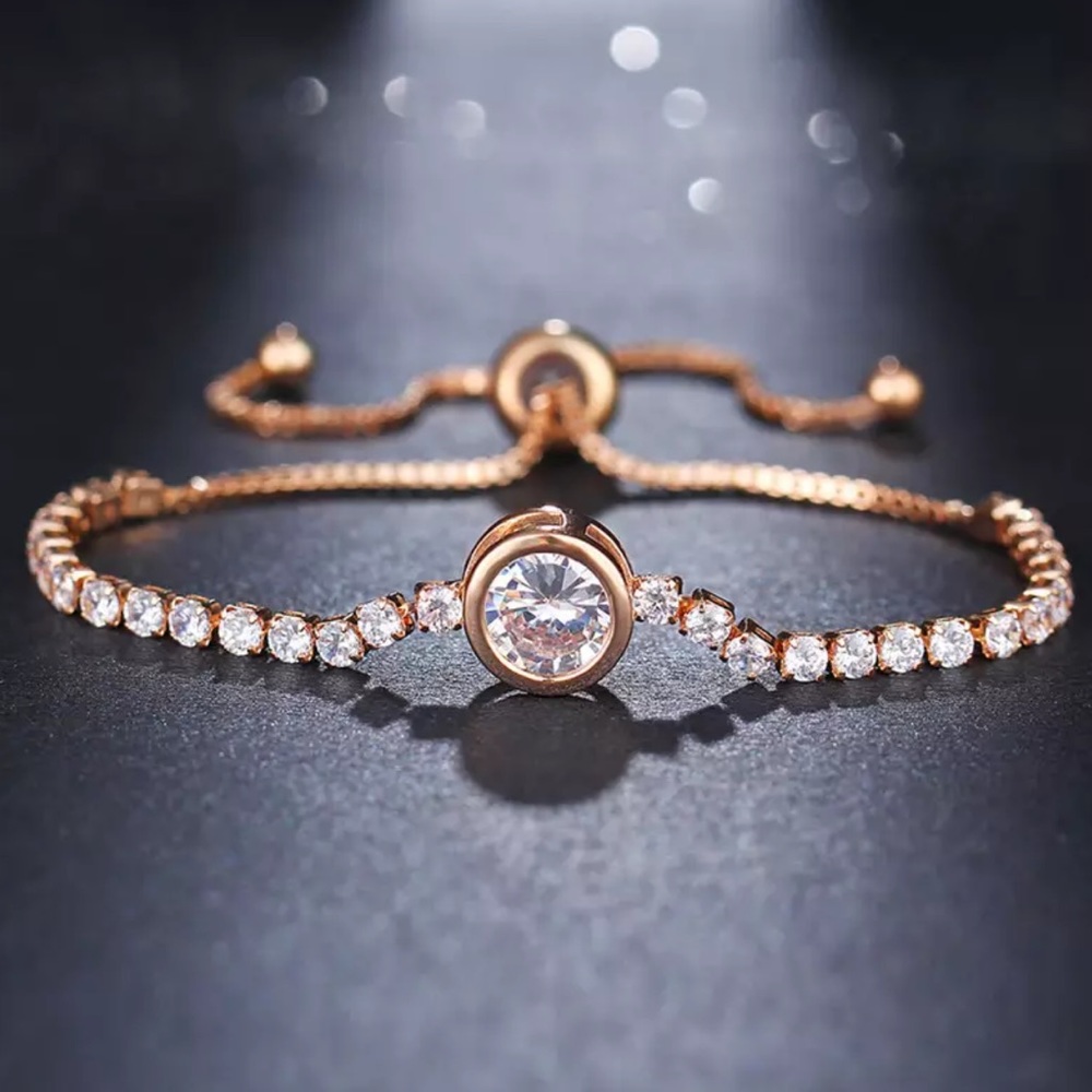 Tennis Bracelet with adjustable bead & CZ accents